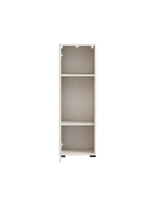 Wand Wohnzimmer Vitrine aus MDF mit Verglasung & Beleuchtung Cashmere 39x35x117cm