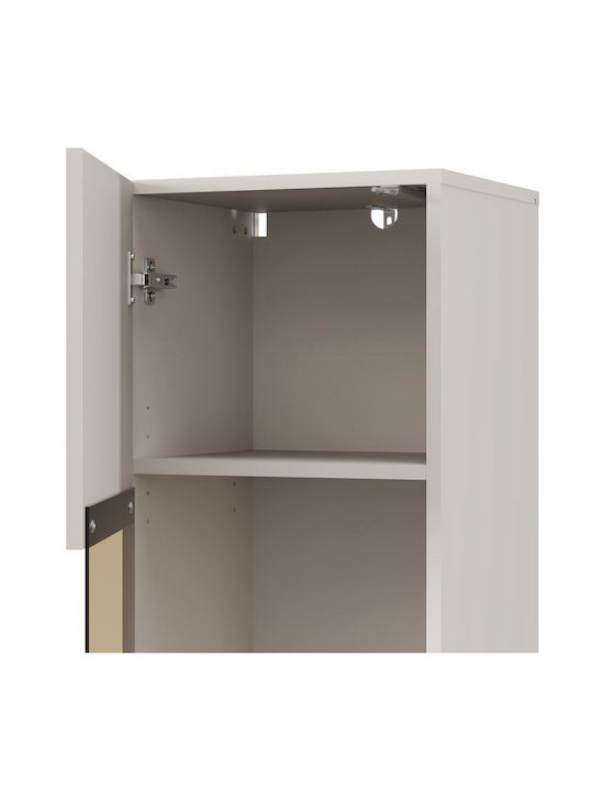 Wand Wohnzimmer Vitrine aus MDF mit Verglasung & Beleuchtung Cashmere 39x35x117cm