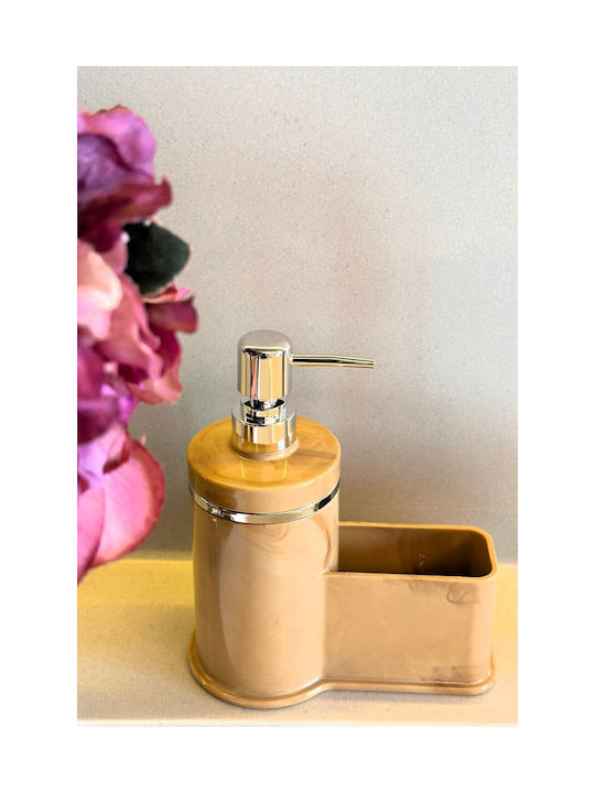 SteweHome Kitchen Plastic Dispenser with Sponge Holder Beige