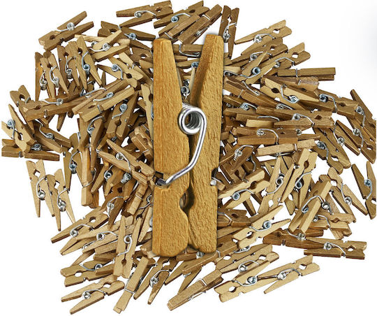 Set 400 Mini Wooden Clips Relaxdays 2.5x0.8x0.3cm Multicolor