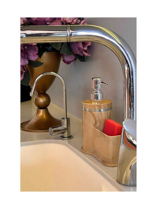 SteweHome Kitchen Plastic Dispenser with Sponge Holder Beige