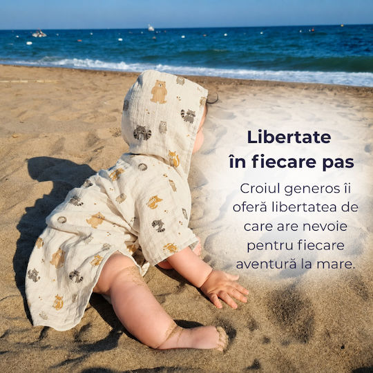 Kidizi Cuddly Buddies Poncho Dublu Din Muselină Pentru Copii 6-18 Luni – Cu Glugă Uscare Rapidă Croială Lejeră Plajă Piscină