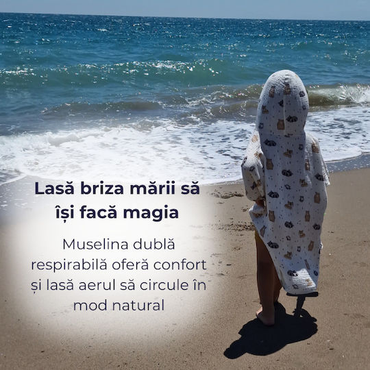 Kidizi Cuddly Buddies Poncho Dublu Din Muselină Pentru Copii 1-3 Ani – Cu Glugă Uscare Rapidă Croială Lejeră Plajă Piscină