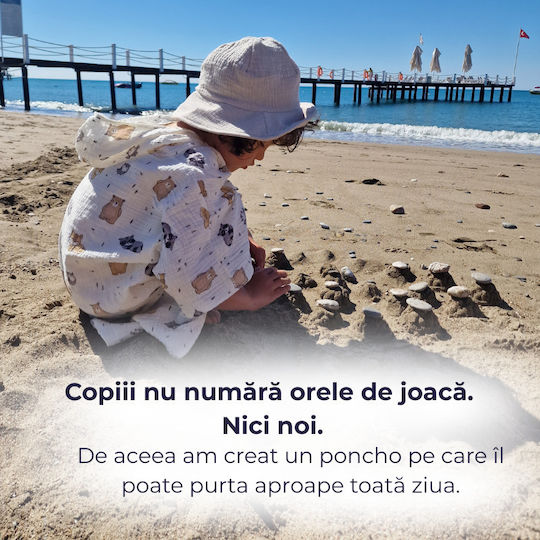 Kidizi Cuddly Buddies Dublu Muselină Poncho pentru copii 3-6 ani – Cu glugă Uscare rapidă Croială lejeră Plajă Piscină
