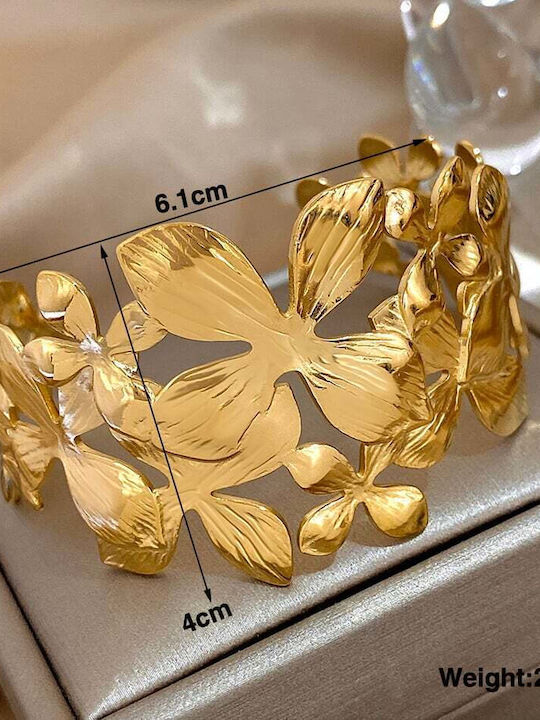 Women's Bracelet with Flower Design Gold Plated