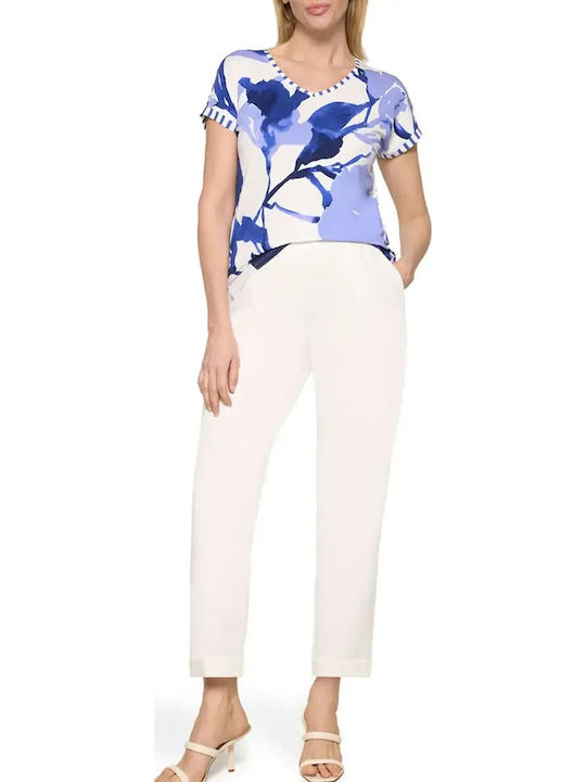 Γυναικείο Crop Top Κοντομάνικο με V Λαιμόκοψη Floral Floral Print