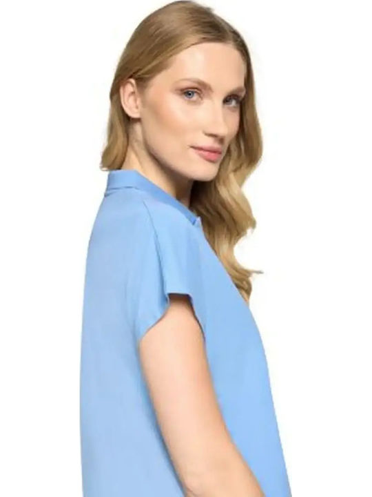 Women's Short Sleeve Blue Blouse