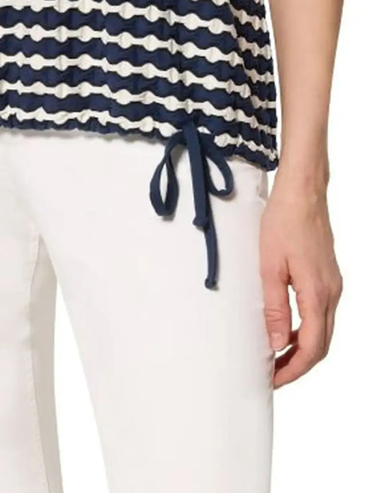 Women's Crop Top Short Sleeve with V-Neckline Striped
