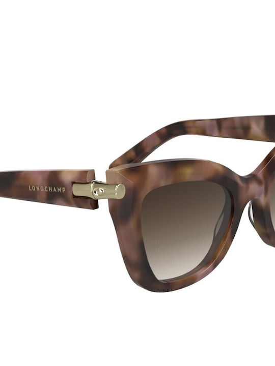 Longchamp Damenträger Sonnenbrillen mit Braune Schildkröte Horn umrandet Rahmen und Braune Verlaufsfarbe Gläser LO0775 690