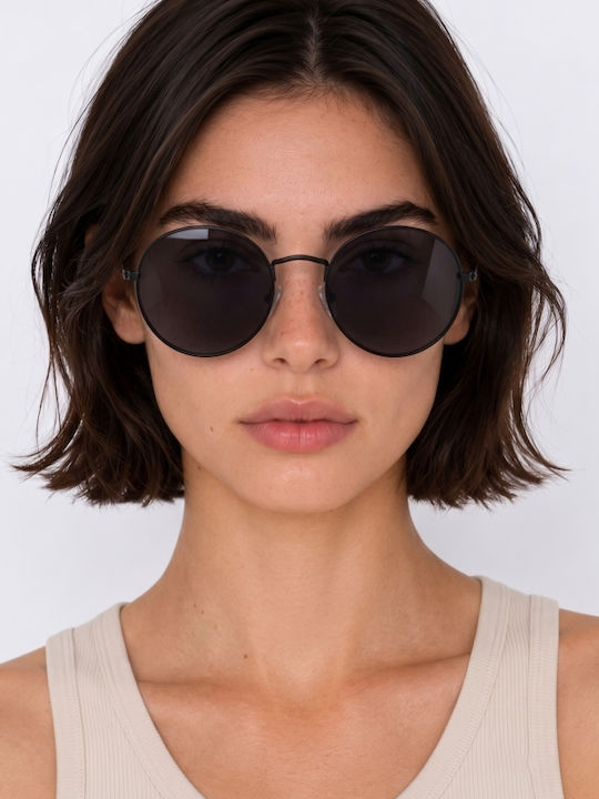 Luigi Unisex Sunglasses With Black Metallic Frame And Black Lens 4924101