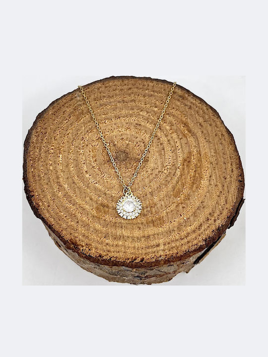 Dorian Gray Necklace from Gold Plated Steel with Grey Zircon