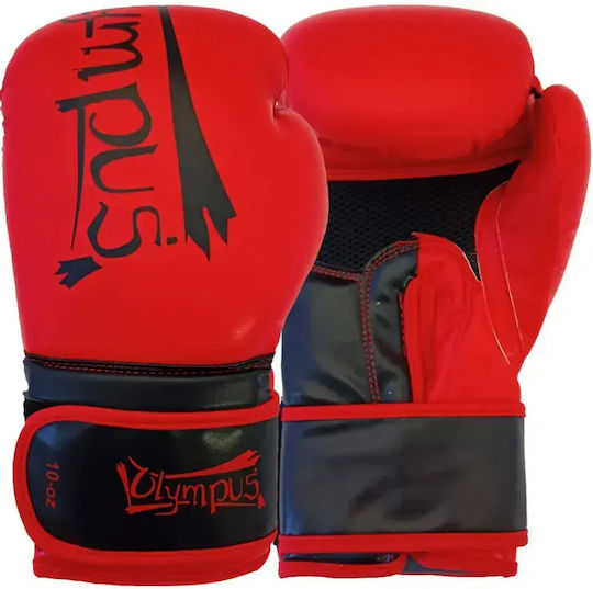 Olympus Sport 401017.10oz.Red.Black Boxing Gloves from Synthetic Leather for Competition Red