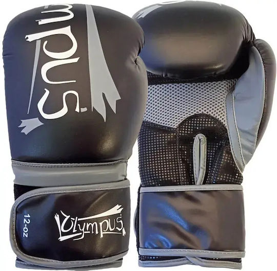 Olympus Sport 401017.10oz.Black.Gray Boxing Gloves from Synthetic Leather for Competition Black