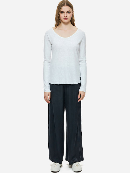 Women's Satin Pantaloons with Elastic in Regular Fit Vintage Blue