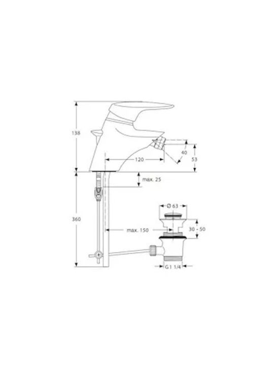 Ideal Standard Μπαταρία Μπιντέ Ασημί