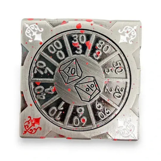 Suegao 7-in-1 Metallic Cube Spinner Dice D4-d20 Tabletop Rpg Bloody Silver