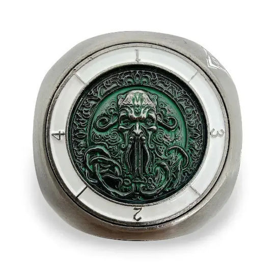 Suegao 7-in-1 Rounded Metallic Cube Spinner Dice D4-d20 Tabletop Rpg Iron Green