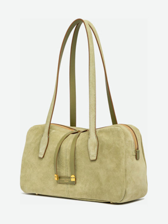 Leder Damen Schultertasche Khaki