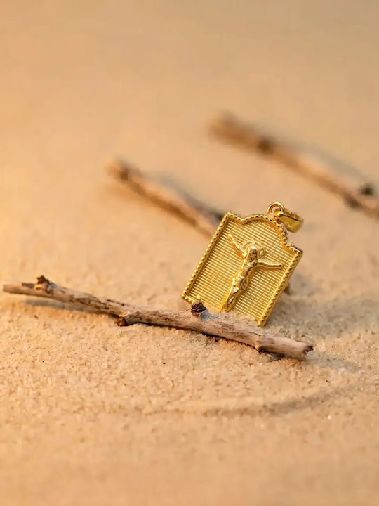 Kinder Amulette Kinderschutzamulett Beidseitig mit Kette aus 9K Gold 056010