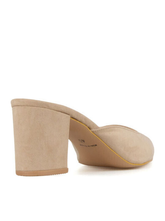 Suede Mules With Heel In Brown Colour