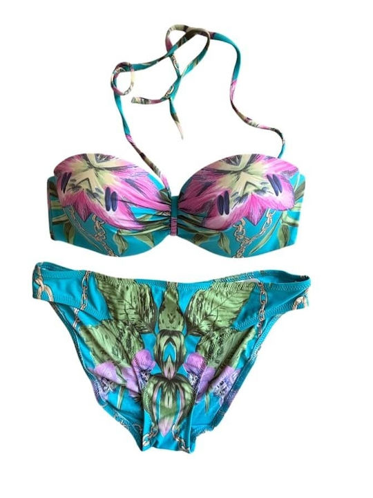 Set Bikini Floral Τυρκουάζ Εμπριμέ