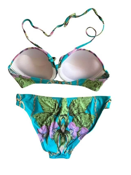 Set Bikini Floral Τυρκουάζ Εμπριμέ