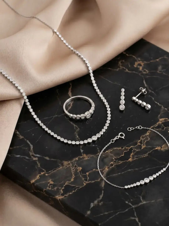 Set with Necklace Earrings Ring & Bracelet from 14K Gold with Stones