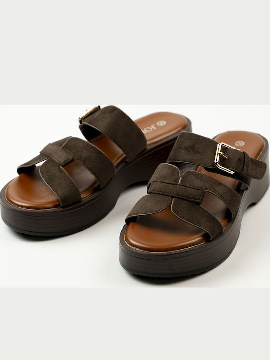 Women's Summer Platforms in Slipper Style Brown