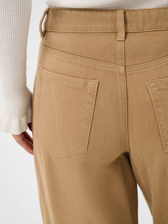 High Rise Women's Jean Pants in Loose Fit Brown