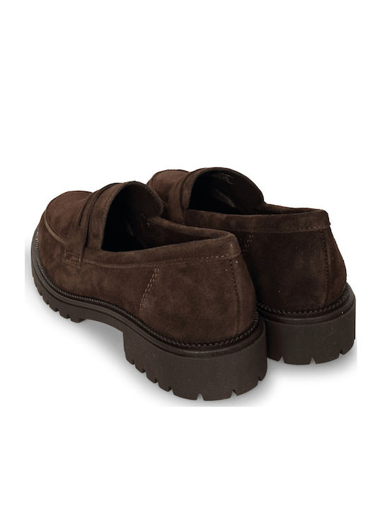 Δερμάτινα Γυναικεία Loafers σε Καφέ Χρώμα
