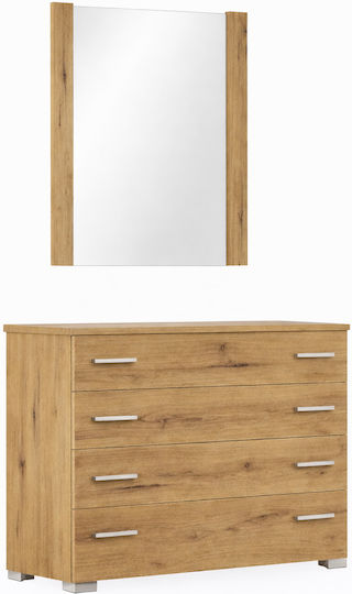Floor-Standing Makeup Dressing Table Wooden Walnut with Mirror 100x39x71cm