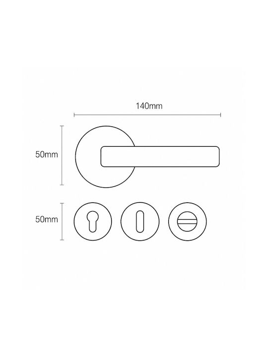 Best Design Door Handle WC Rosette 401 Black