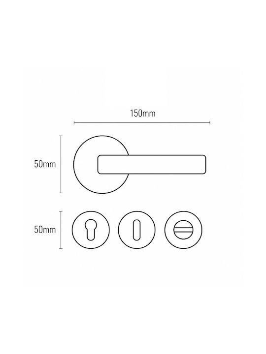 Best Design Door Handle WC Rosette 805 Nickel Matte