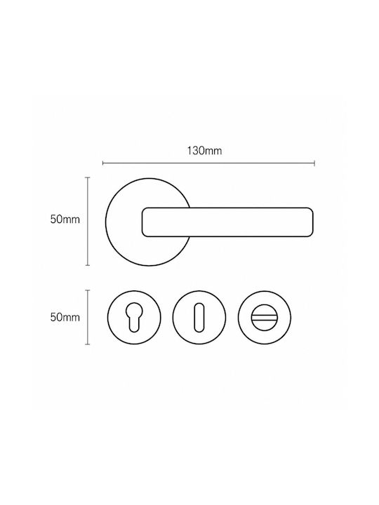 Best Design Door Handle WC Rosette 705 Nickel Matte