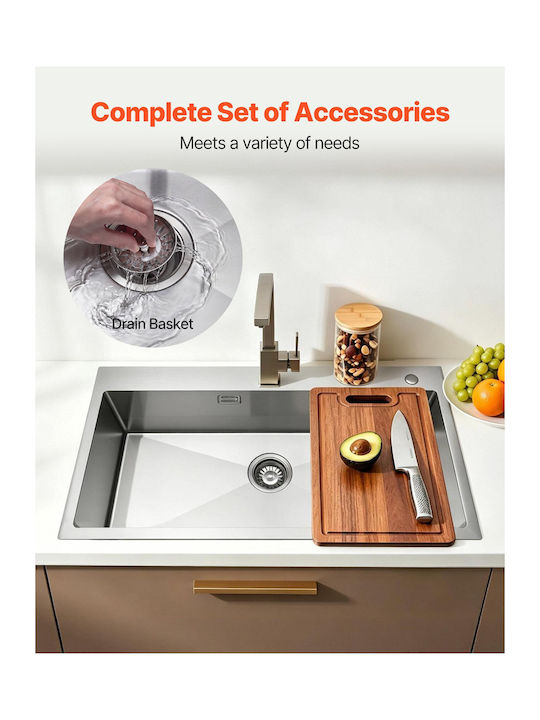 Vevor Ένθετος Νεροχύτης Inox Μ85xΠ45cm Γκρι