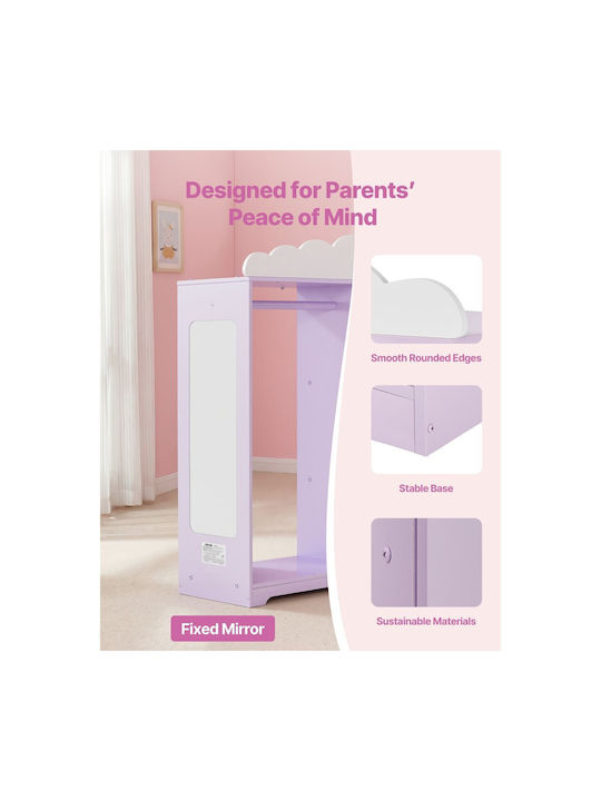 Vevor Kids Multi Hook Wooden Purple with Shelf