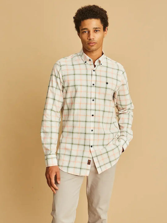 Long Sleeve Shirt in Regular Fit Checked Orange