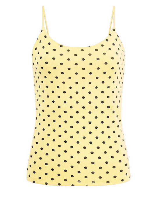 Celestino Top Polka Dot Elastisches Schlankes Passform Gelb