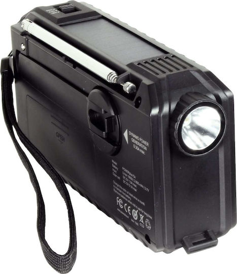 PowerPlus Ox Portable Solar Radio with USB Black