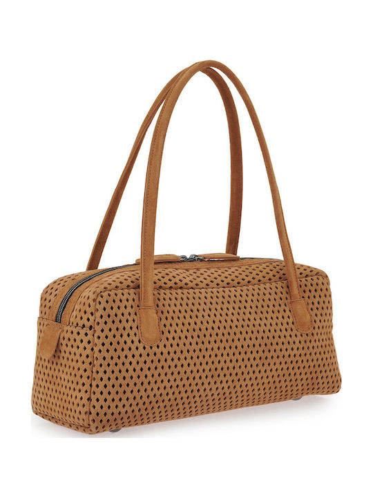 Net Silhouette Leather Women's Shoulder Bag Suede Tabac Brown