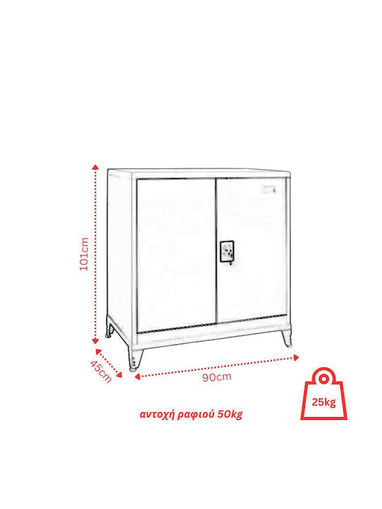 Doppelflügeliger Metallischer Gaalvanisierte Außenschrank mit Verriegelungsfunktion mit 2 Regalen 90x45x101cm