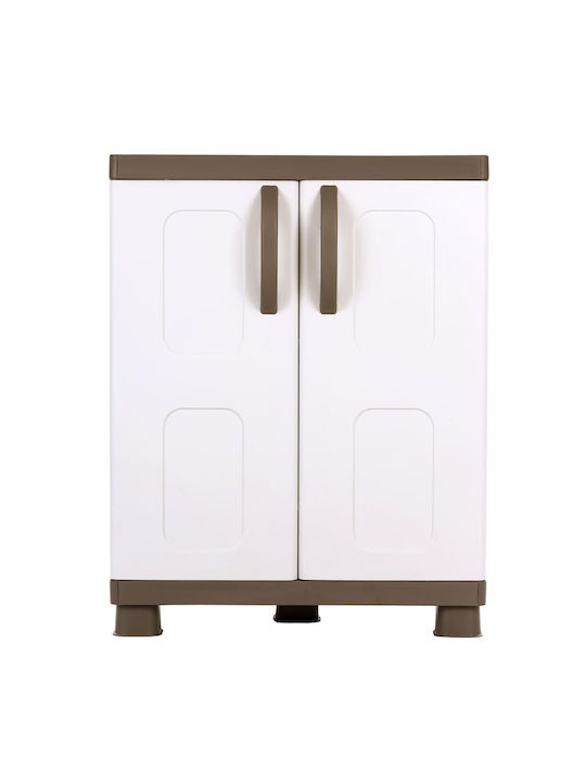 Shoe Cabinet Leda Plastic with 4 Shelves Beige/White 73x44x96cm