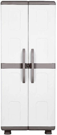 Double-Leaf Leto Plastic Cabinet with Locking Capability with 6 Shelves Grey / Anthracite 73x44x179 cm