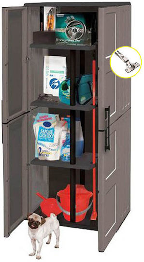 Doppelflügeliger Außenschrank zur Aufbewahrung aus Polypropylen mit Trennwand & 3 Regale 68x37x163cm
