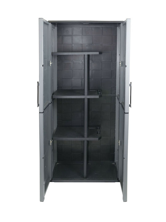 Dulap Dublu-Foi din Polipropilenă cu Spațiu de Depozitare în Aer Liber și 3 Rafturi 68x37x163cm