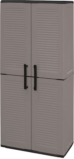 Δίφυλλη Ντουλάπα Πλαστική με 3 Ράφια Elephant Grey 68x37x163εκ.
