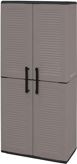 Double Door Wardrobe Plastic with Divider & 3 Shelves 68x37x163cm