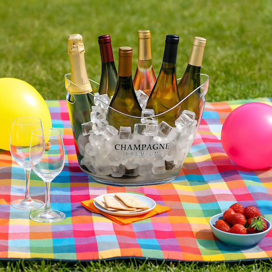 Relaxdays Champagners Simple Din Plastic Transparent 8lt Cu Dimensiuni 25.5x34.5x25cm