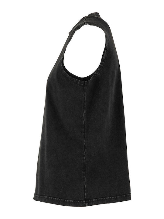 Summer Women's Cotton Sleeveless Black Blouse