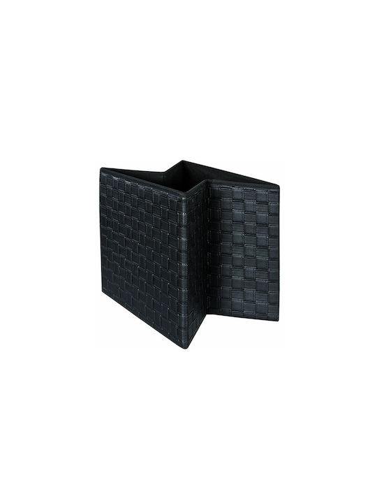 Stool For Living Room With Storage Space Upholstered with Leatherette Black 38x38x37cm